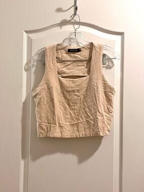 Automet Cropped Linen square neck tank SZ M